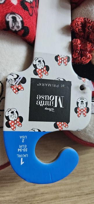 Дитячі теплі тапки на липучці Міні  Маус