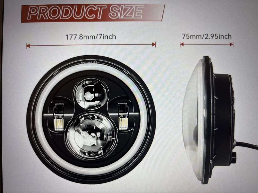 Lampa Led 7'' mocowanie plus Lithbary 4,5 Harley, Yamaha, Honda Suzuki