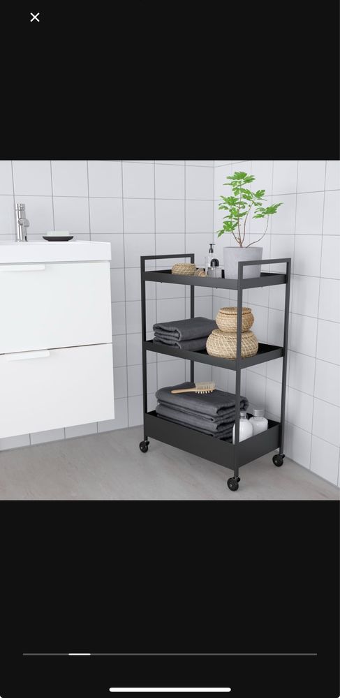 Nissafors: Carrinho preto do Ikea | 50.5x30x83cm