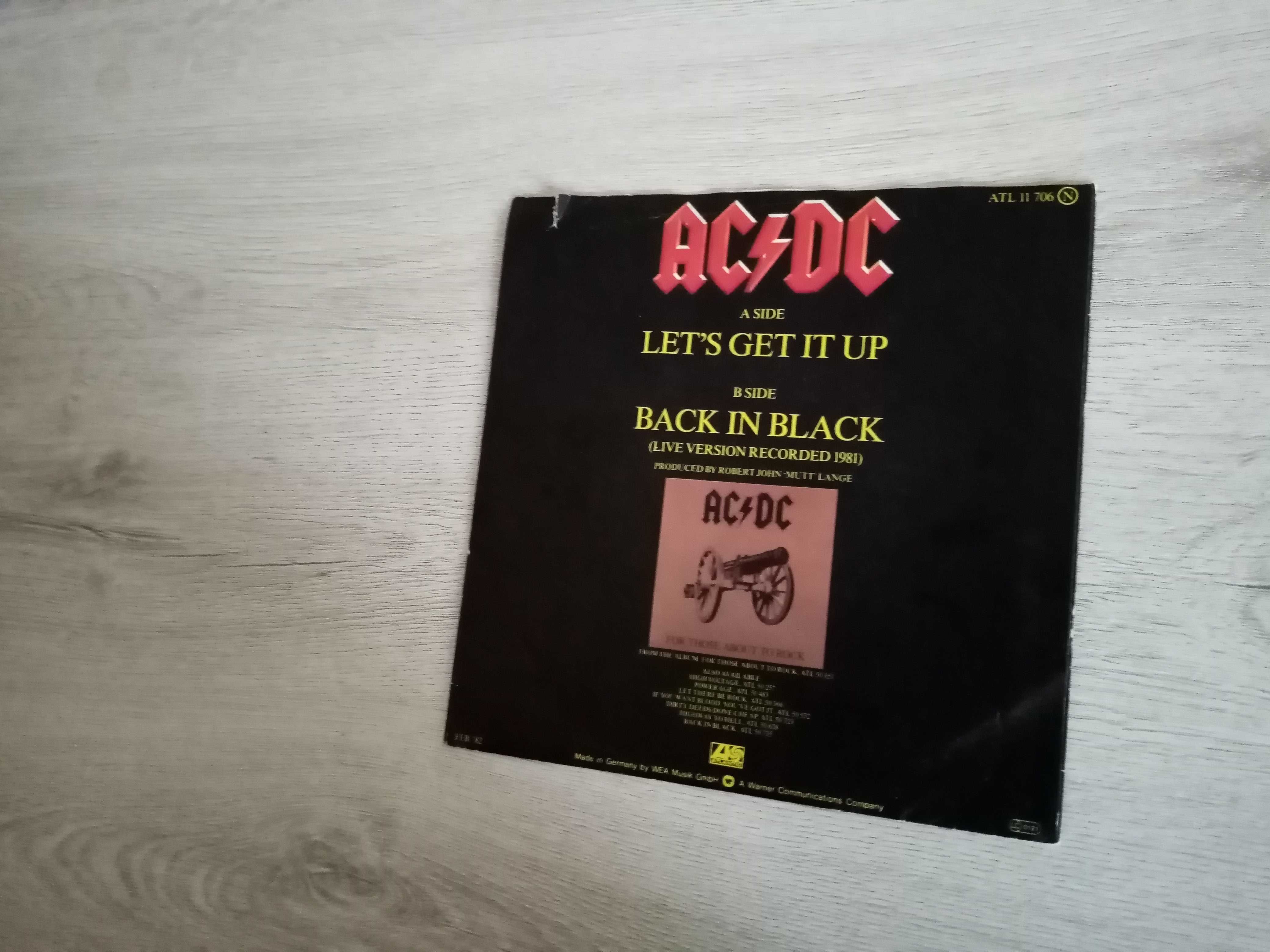 AC/DC  Let's Get It Up / Back In Black  WINYL  (7'')