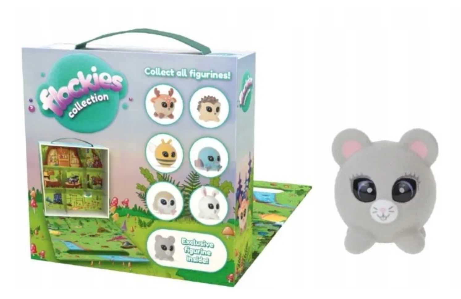 FLOCKIES seria 4 na leśnej polanie walizka DOMEK + figurka MYSZ
