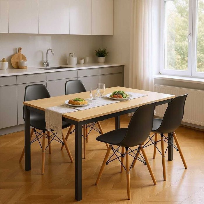 NOWY Stół z Krzesłami Drewniany do Kuchni Salonu Jadalni Stolik Loft