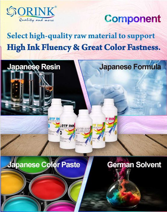 Atrament DTF kolor cyan, magenat , yellow, black  wysoka jakość 1L