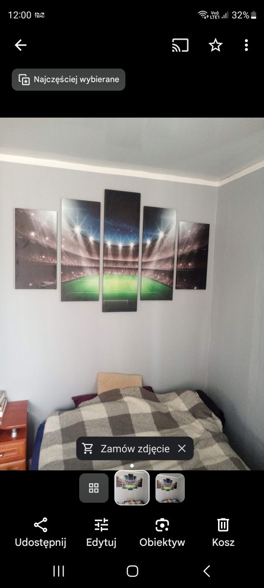 Obraz panelowy piłkarski stadion 5 częściowy duzy 100x150