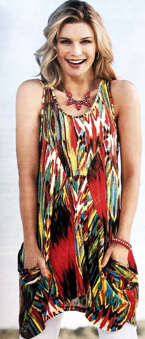 Sukienka-tunika asymetryczna stretch kolorowa Rozmiar 44/46