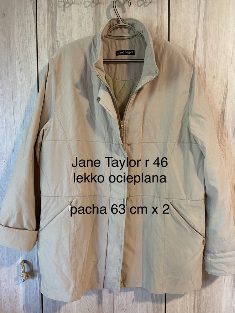 Jane Taylor rozm 46 3XL damska  beżowa kurtka płaszcz przejściowy lekk