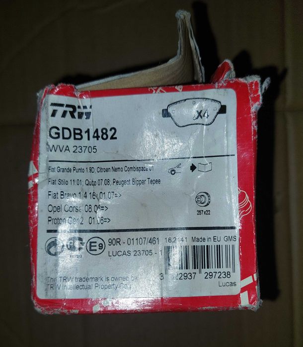 Klocki Hamulcowe TRW GDB1482 Fiat | Citroen | Peugeot | Opel