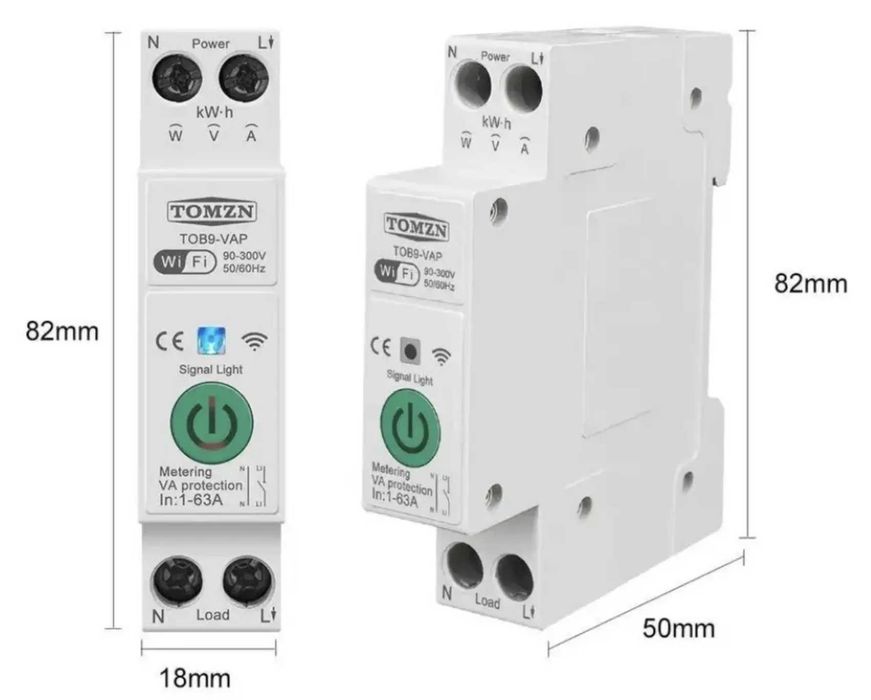 Розумний Wi-Fi автоматичний вимикач TOMZN TOB9-VAP 1P 63А DIN