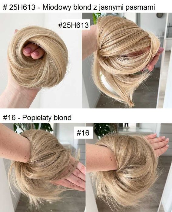 DOCZEPIANY KOK NA GUMCE włosy doczepiane popielaty lub miodowy blond