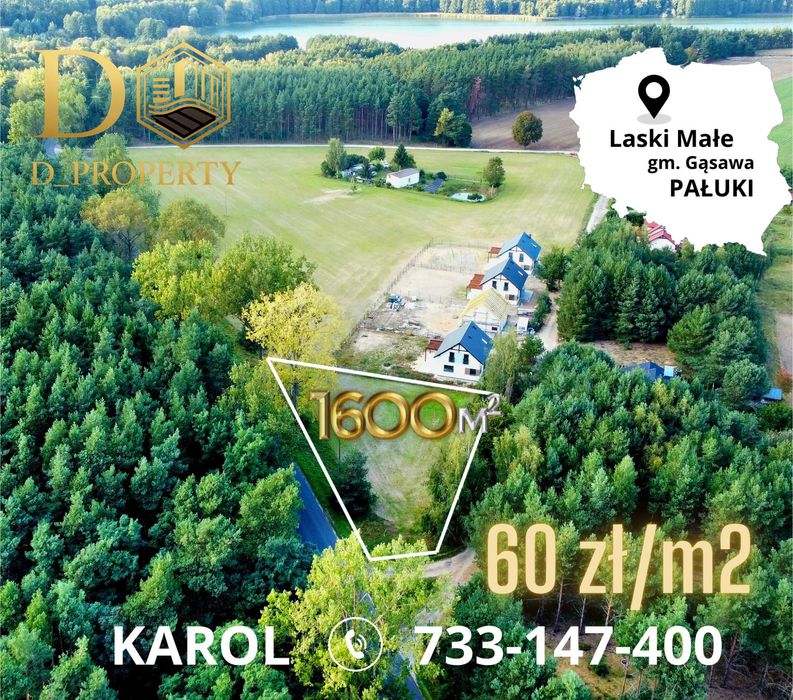 Działka ok. 1600 m² blisko lasu i jezior na Pałukach.