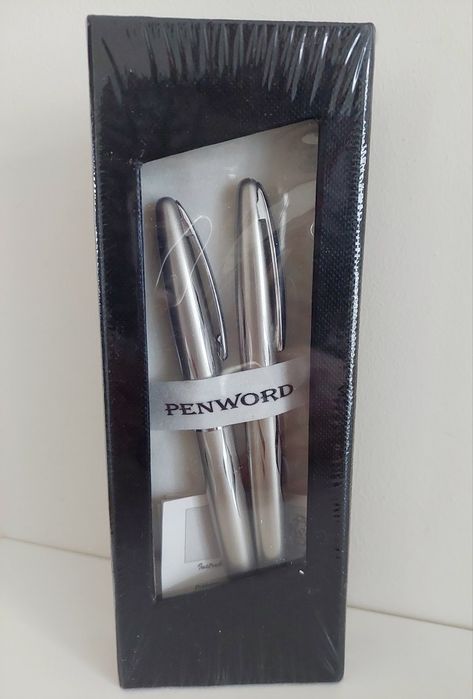 Zestaw prezentowy srebrny długopis i pióro Penword seria 2220 srebrne