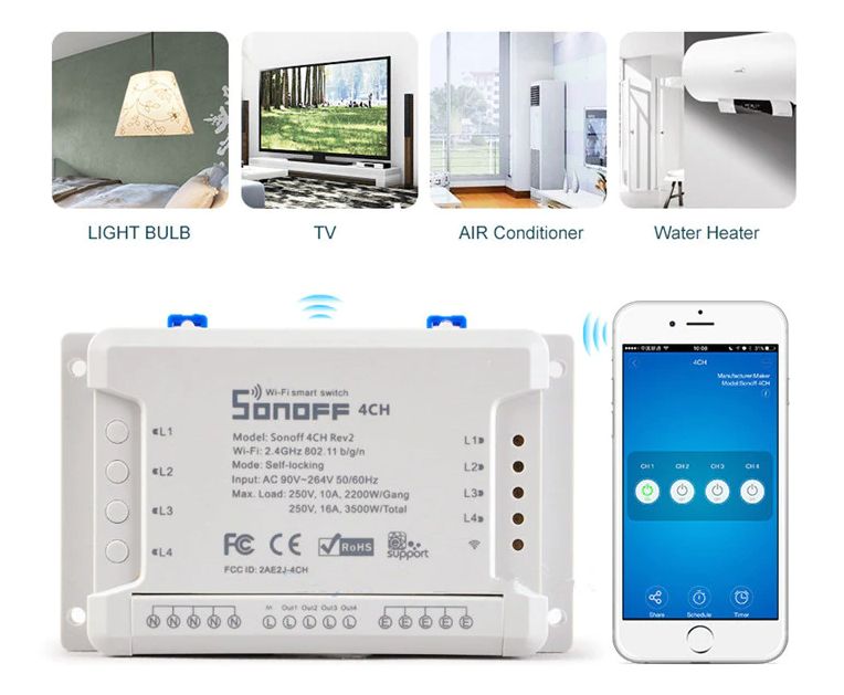 Sistema "casa inteligente" SONOFF 4 Canais