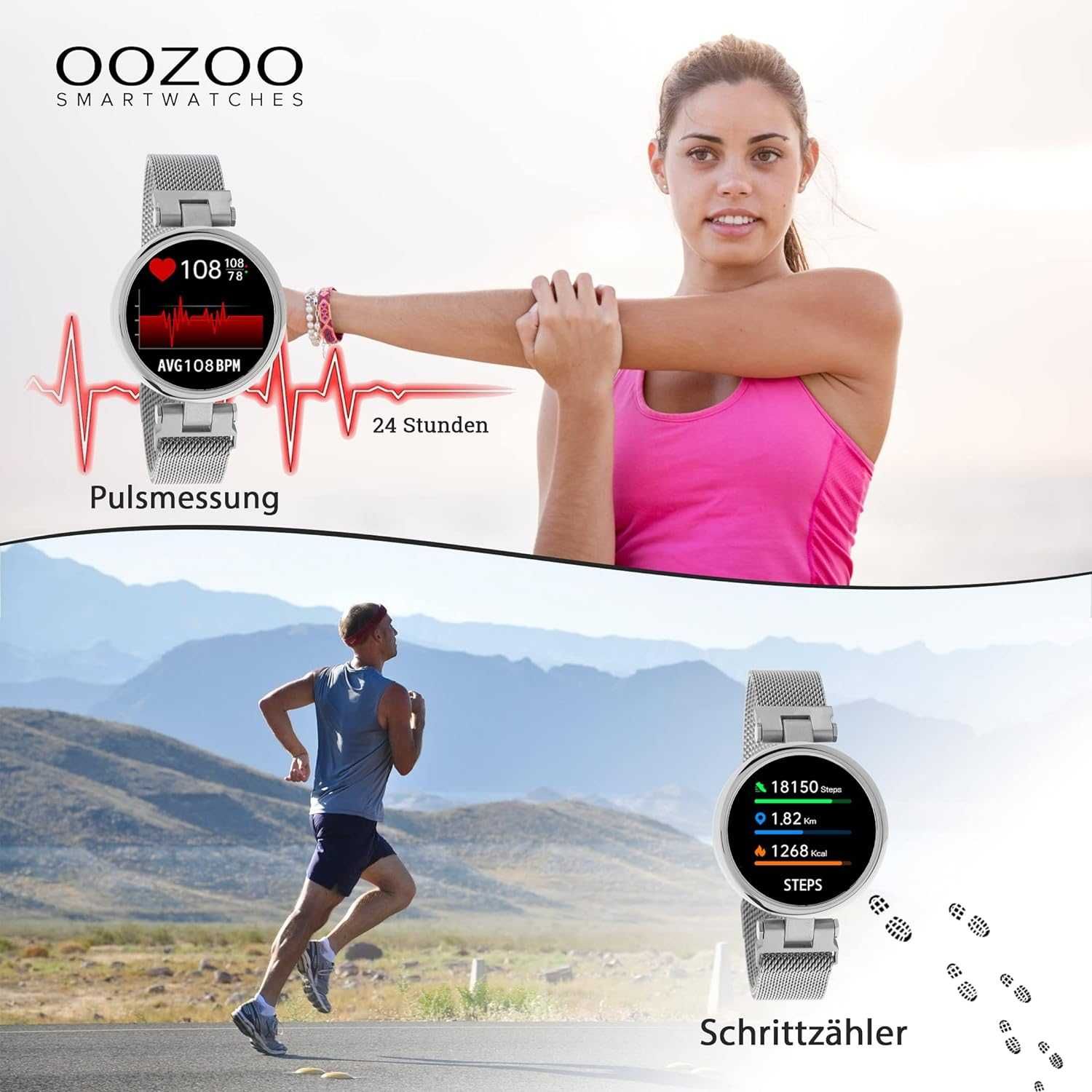 Smartwatch Zegarek fitness unisex 39 mm dla kobiet i mężczyzn Oozoo