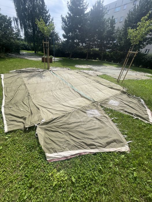 Namiot wojskowy sztabowy sztabówka LWP PRL czasza brezent poszycie