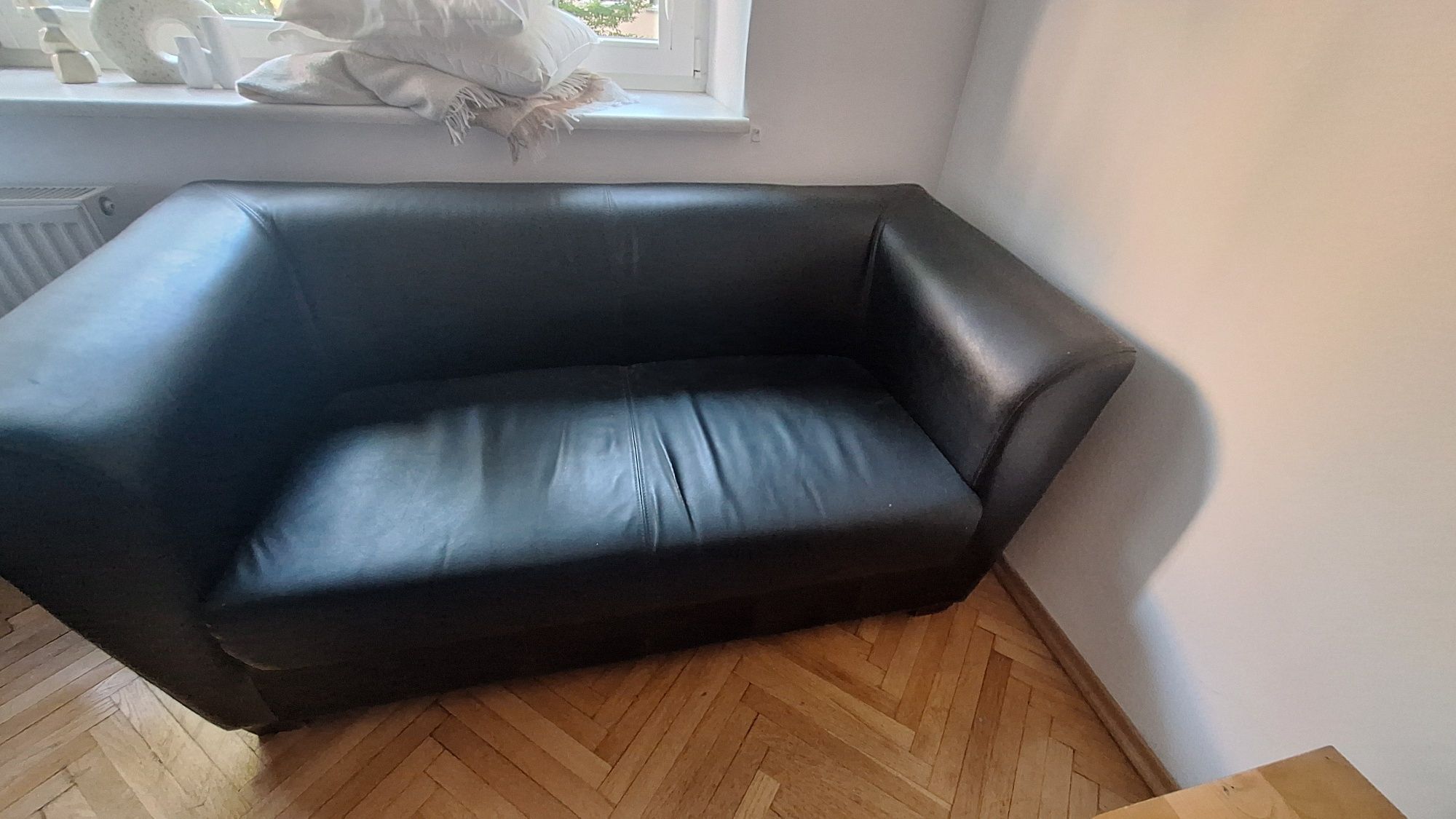Skórzany komplet wypoczynkowy, sofa i dwa fotele