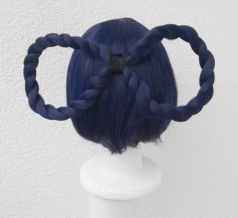 Xiangling Genshin Impact niebieska granatowa peruka cosplay wig