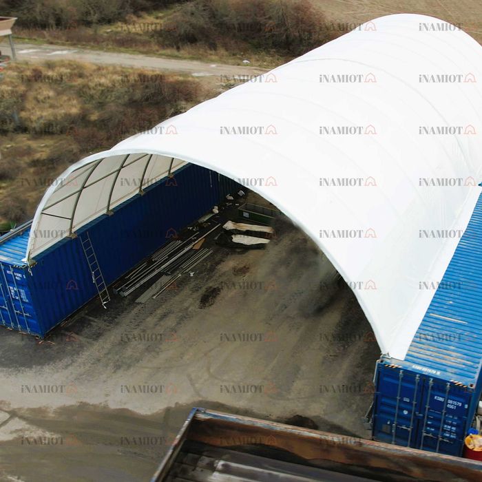 Zadaszenie kontenerów łukowa hala namiotowa 12x12 m kontenerowa morski