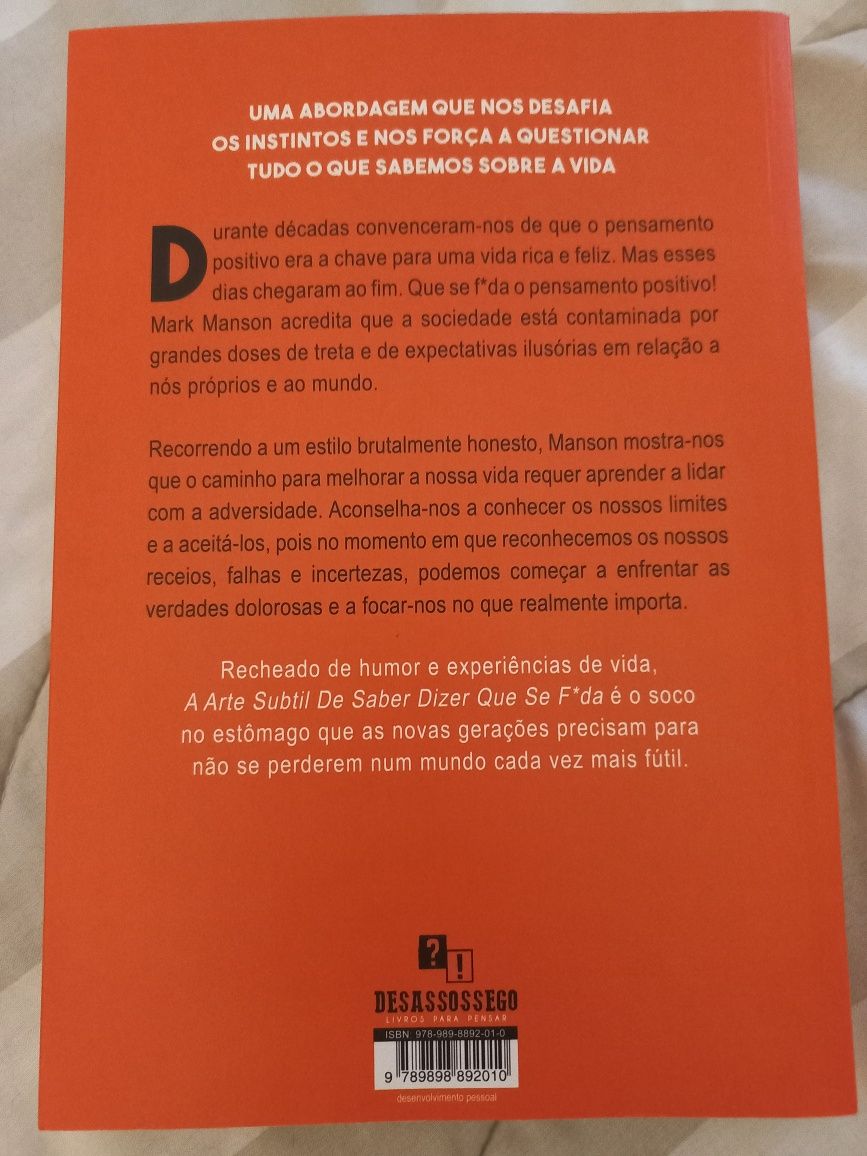 Livro A Arte Subtil De Saber Dizer Que Se F*Da de Mark Manson