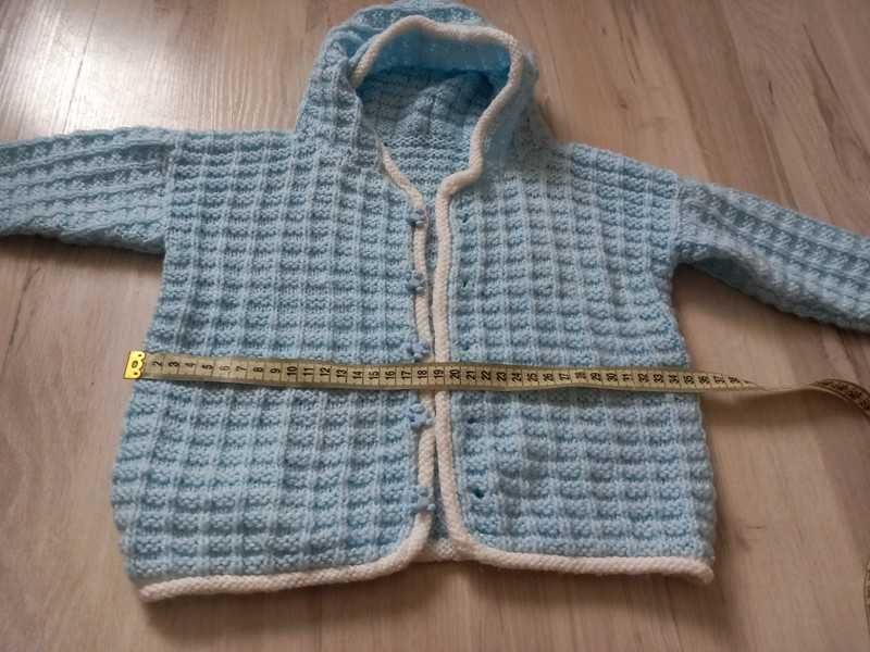 Retro sweter dziergany włóczka vintage 86 92 handmade