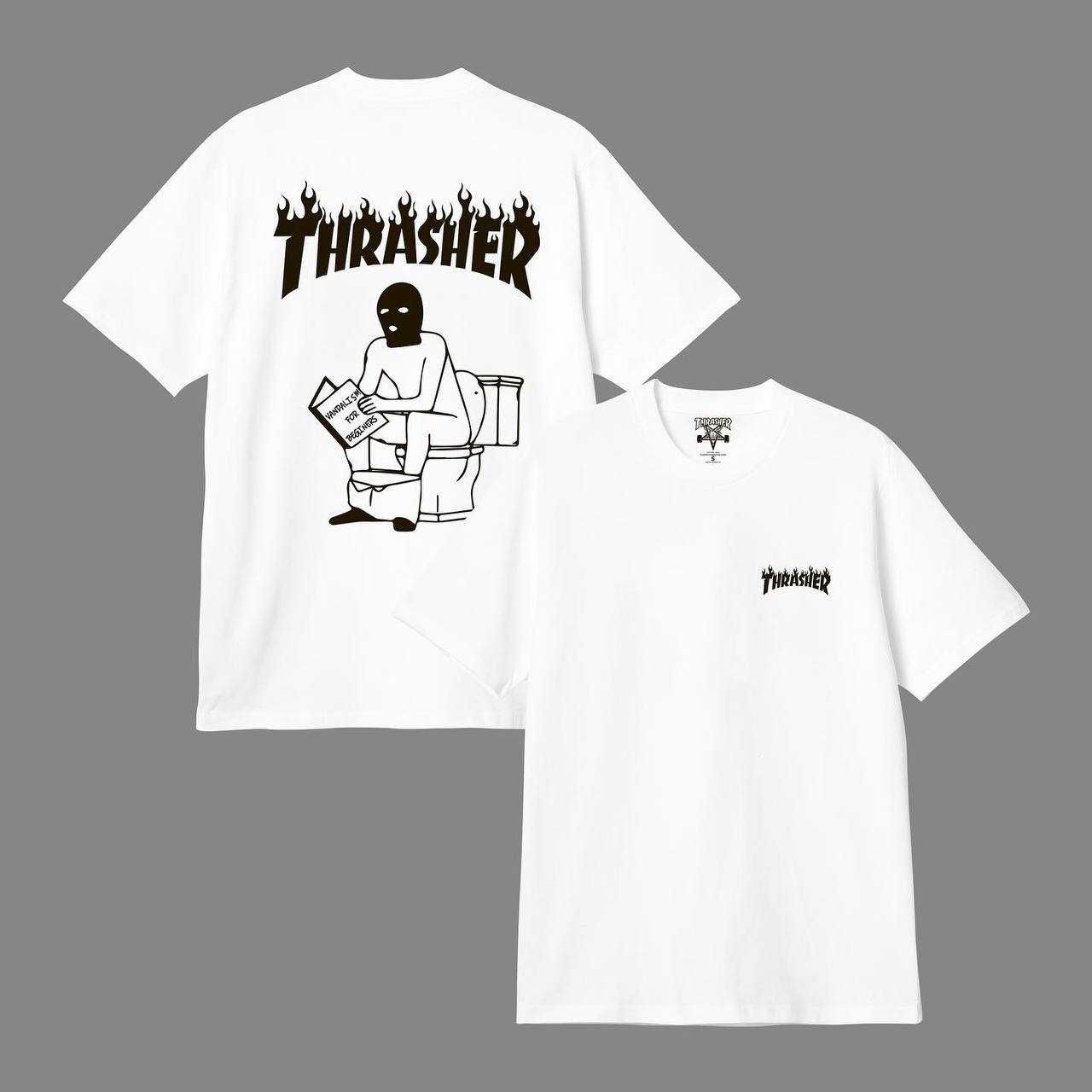 Футболка thrasher трешер tresher вандализм белая