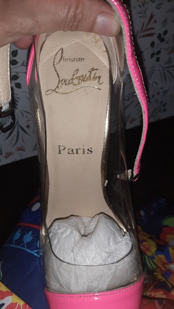 Christian Louboutin Лабутен оригинал каблук 12 см, натур. лак pіnk