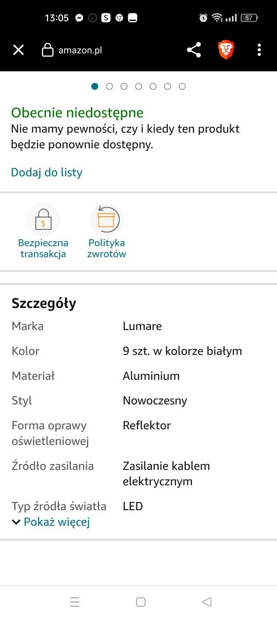 Reflektor LED do zabudowy