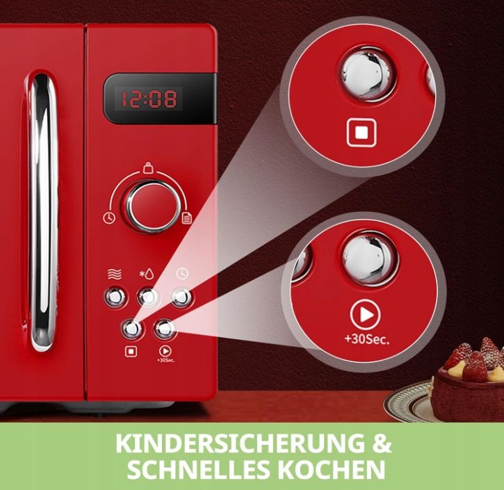 Kuchenka mikrofalowa comfee cmsro 20di rd retro 20L 800 W USZKODZONY