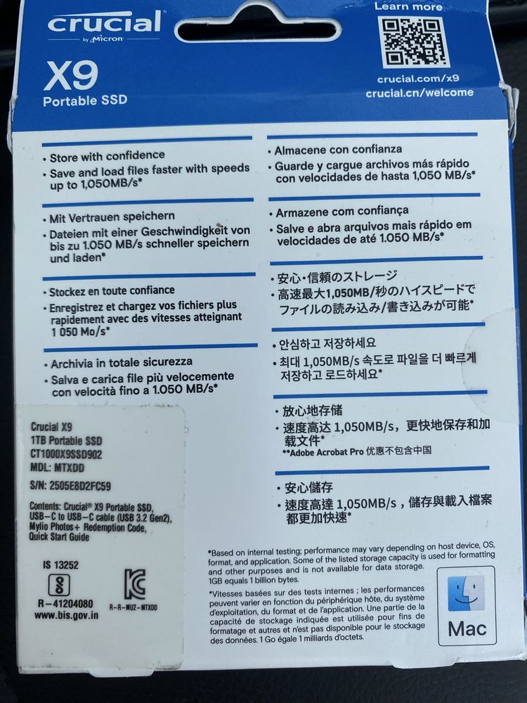 SSD Portable  Crucial 1TB