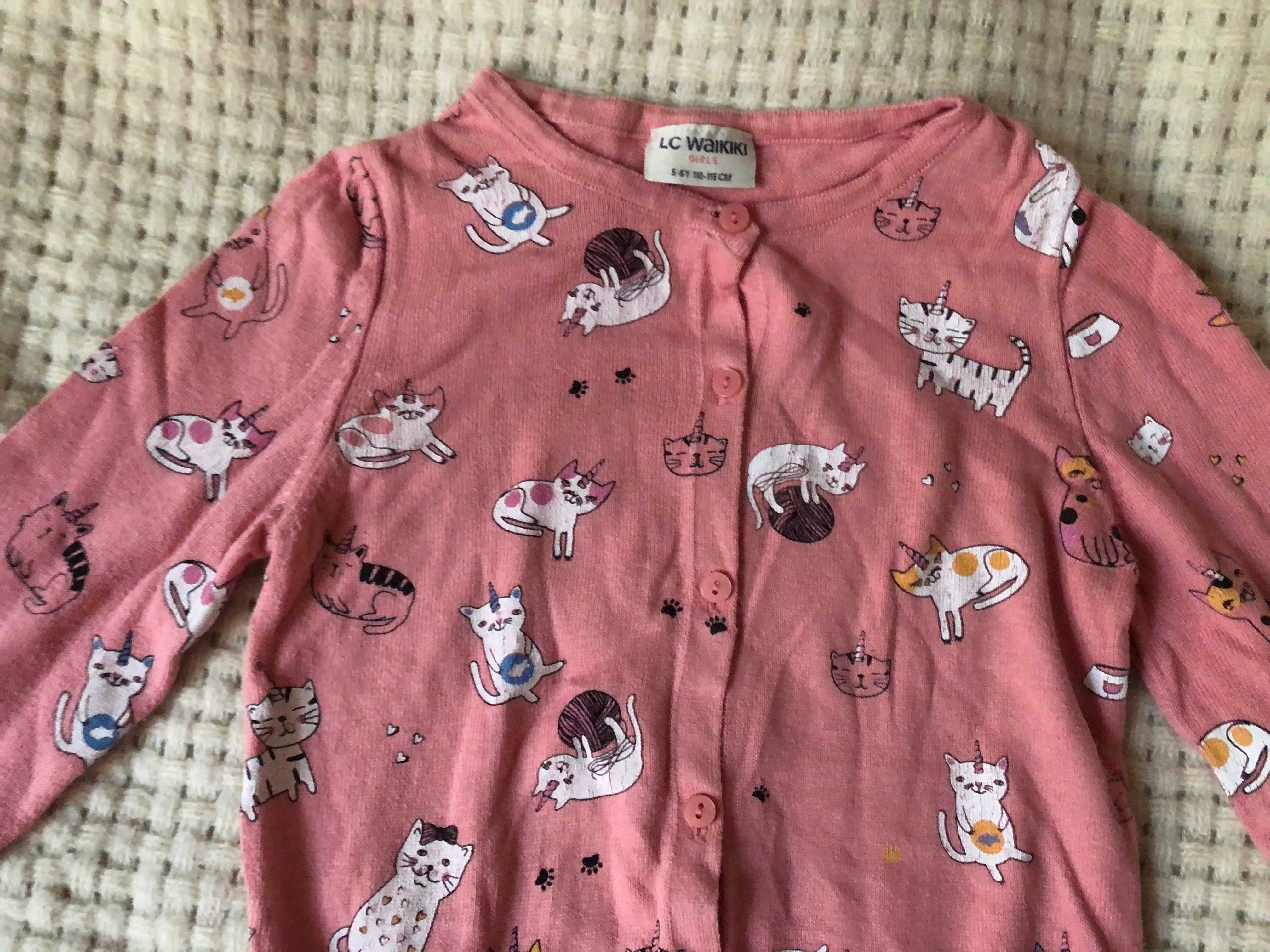 Новая розовая котоновая кофта LC Waikiki с котиками на девочку 5-6 лет