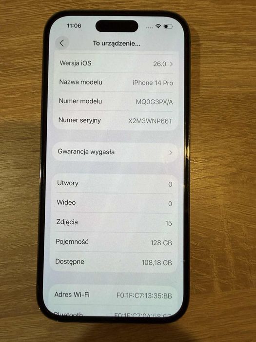 Iphone 14 Pro, kolor fiotetowy w idealnym stanie.