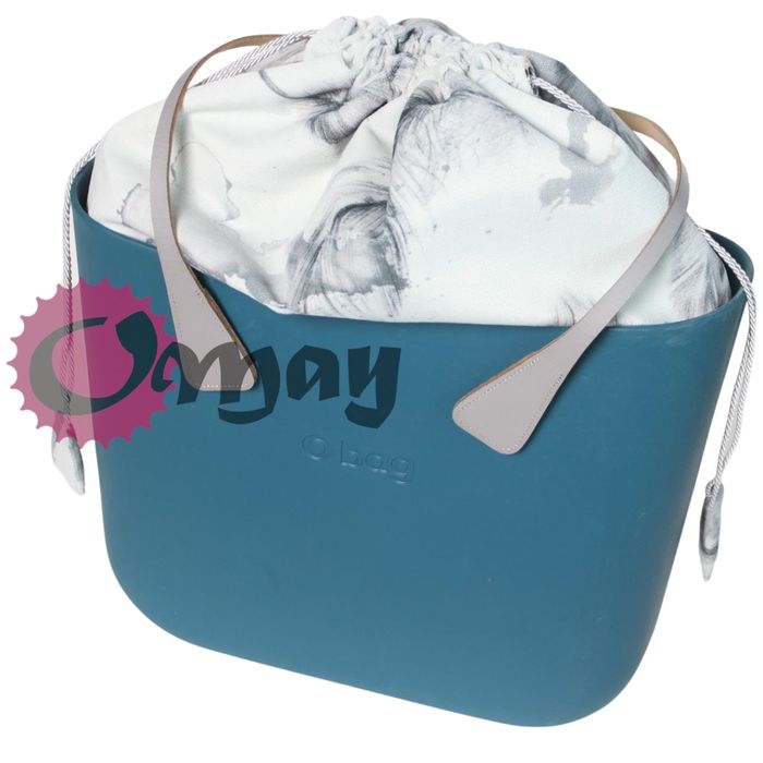 Szary organizer OBAG STANDARD worek welur pióra czarne 2kieszenie OMAY