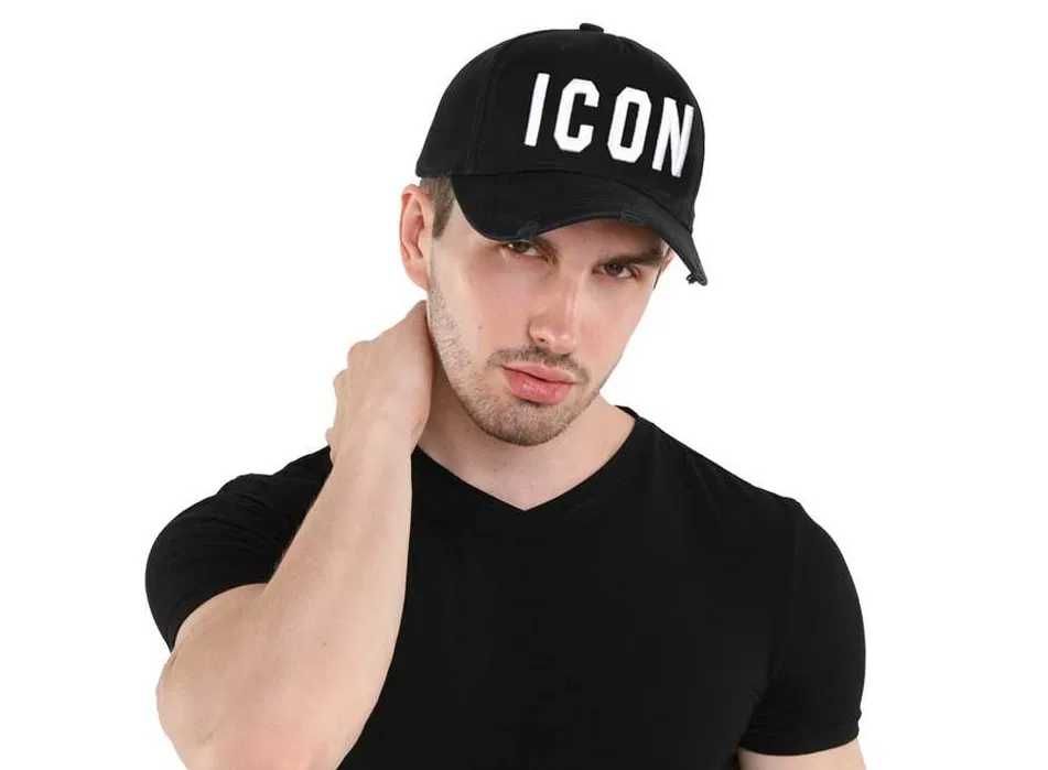 Czapka Bejsbolówka DSQUARED2 ICON DSQ Czarna / Białe Napisy