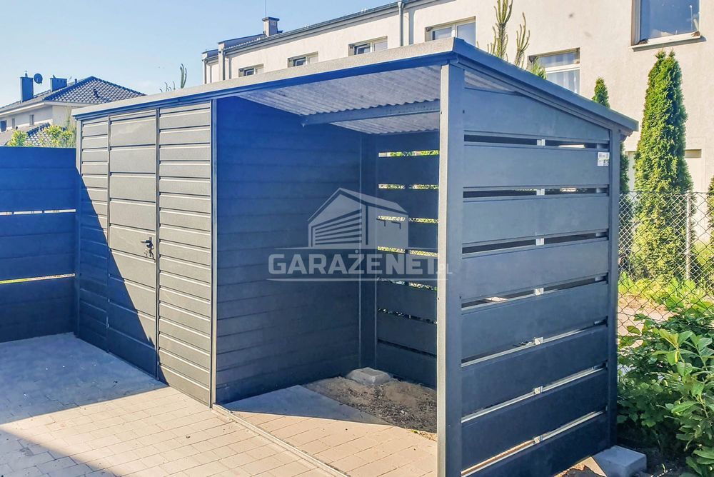 SCHOWEK DOMEK OGRODOWY 2,5X1,5M Wiata 2,2 Antracyt Dach Spad Tył Ts730
