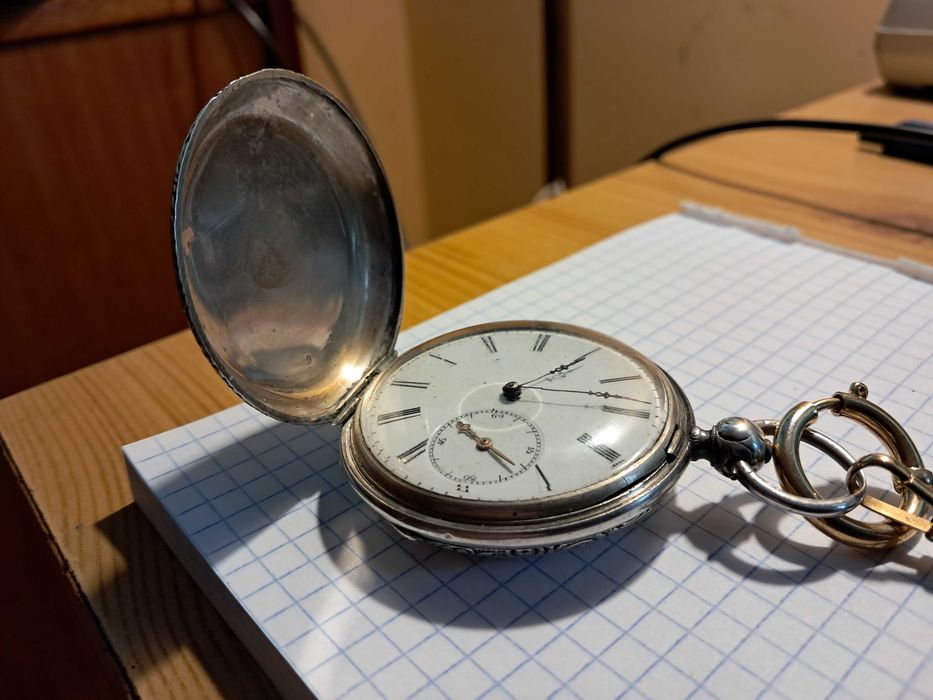 Zegarek kieszonkowy z generalem,kryty,srebrny,chodzi,CHRONOMETRE