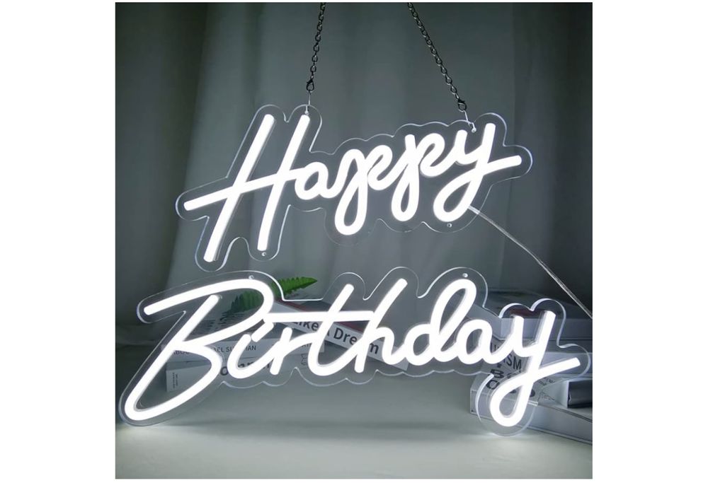 Napis LED HAPPY BIRTHDAY Neon urodziny party USB 43x30cm Duży