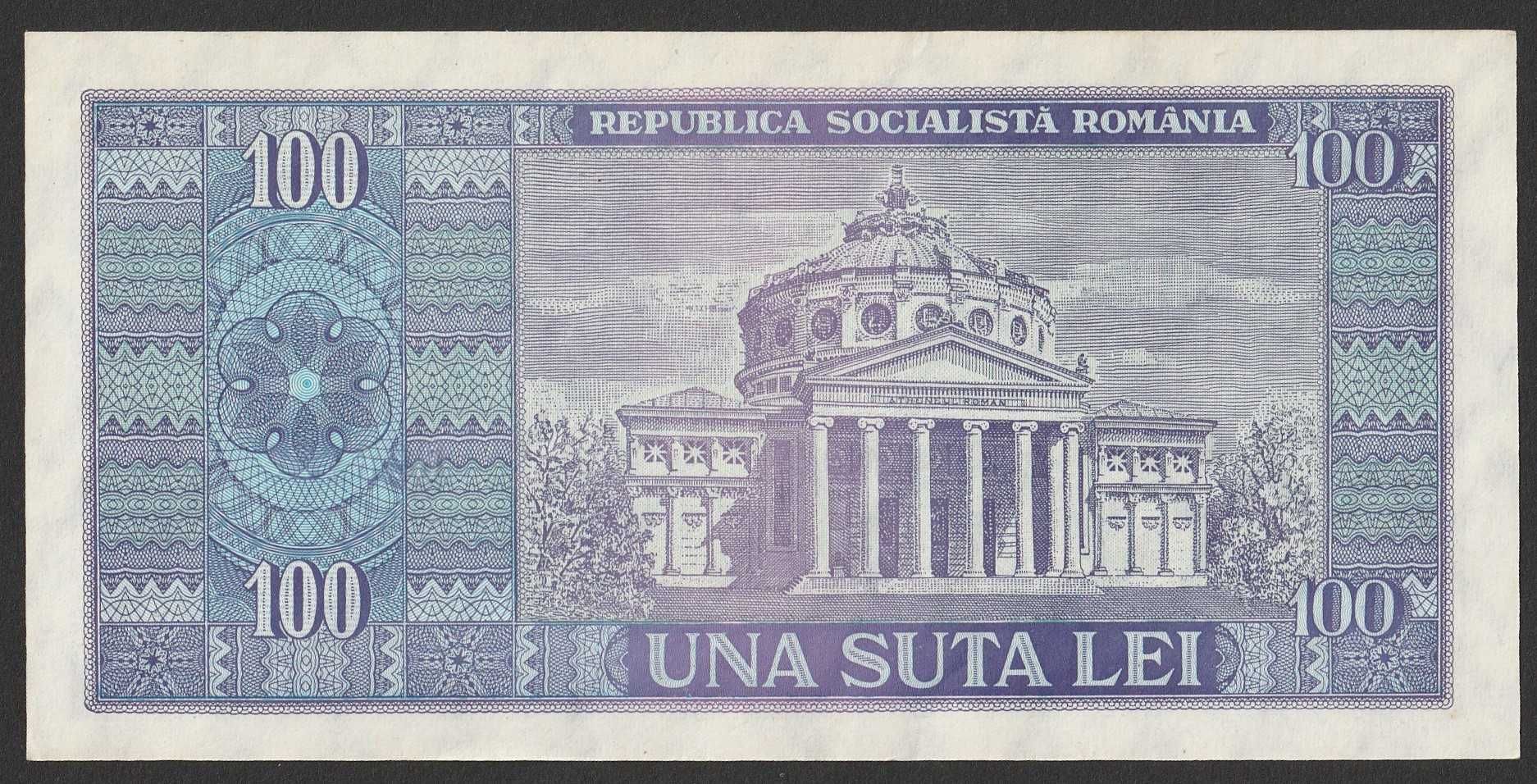 Rumunia 100 lei 1966 - Nicolae Balcescu - stan bankowy UNC