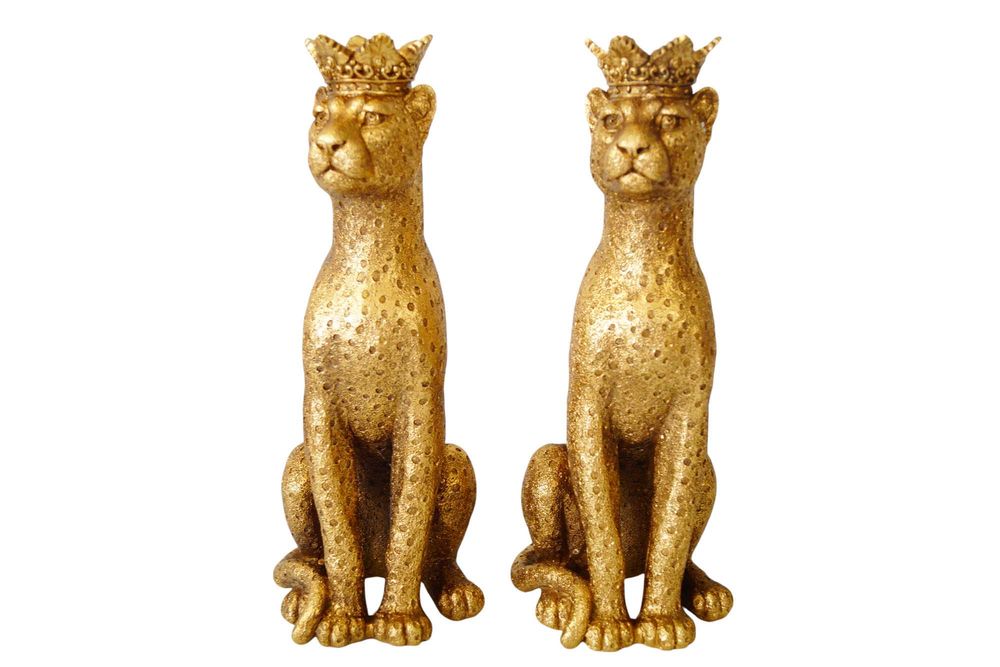 Komplet świeczników Puma pantera dekoracyjna glamour rzeźba złota