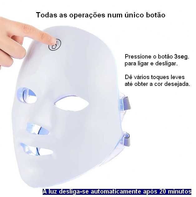 Máscara facial sem fios -Leds 7 cores