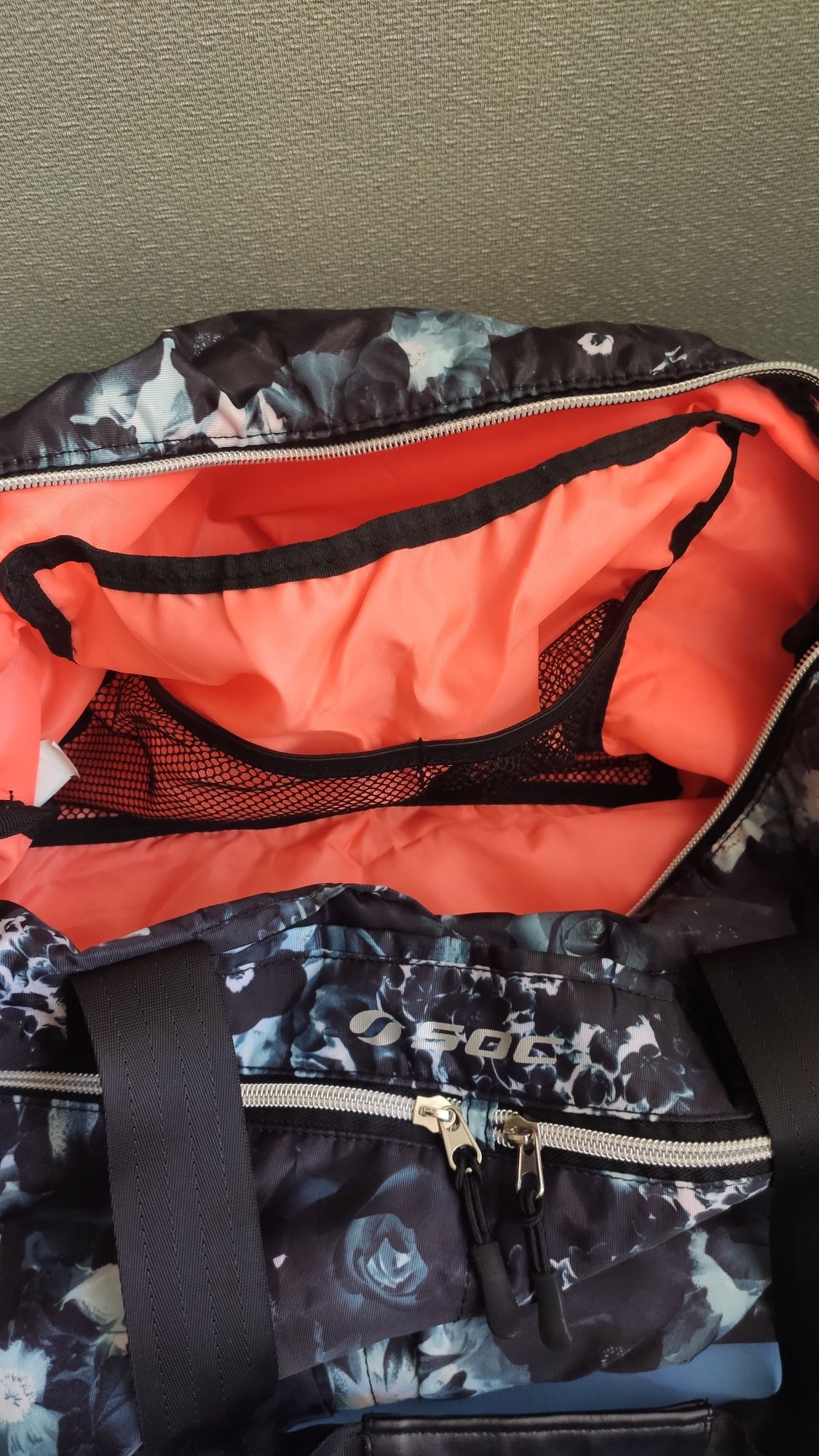Torba damska sportowa SOC wzór black flowers