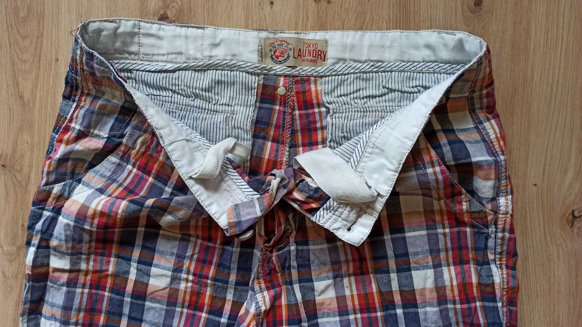 Tokyo Laundry shorts męskie krótkie spodenki szorty w kratkę krata L