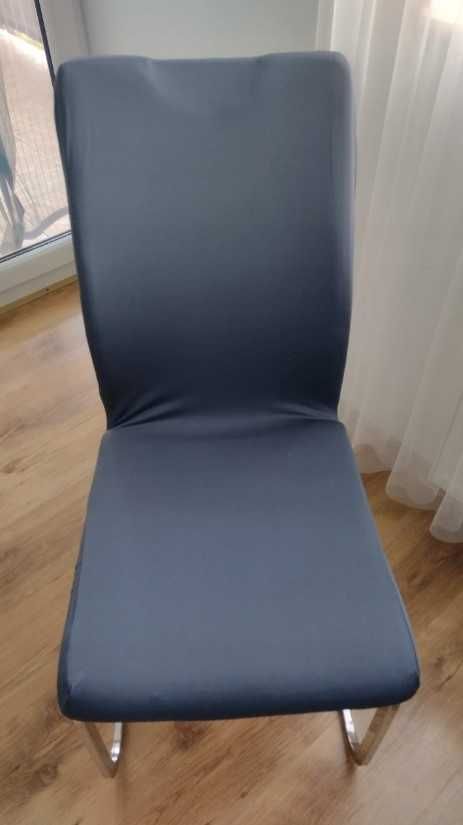 Pokrowce na krzesła szare gładkie zestaw komplet 6 sztuk elastyczne