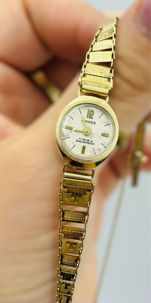 Zegarek Złoty 585/24k Anker 17 kamieni Nakręcany 16cm