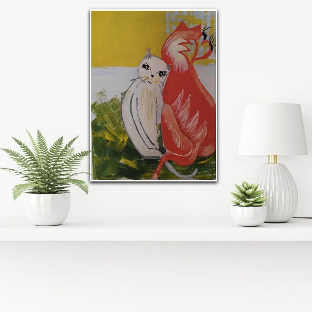 Kociaki obraz ręcznie malowany