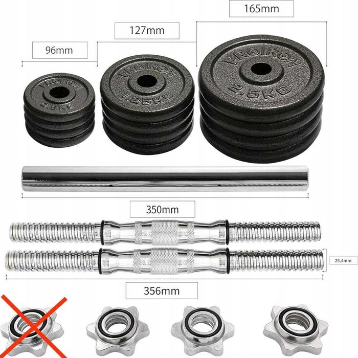 Zestaw hantli żeliwnych PROIRON regulowany zestaw hantli 2 w 1 5-20 kg