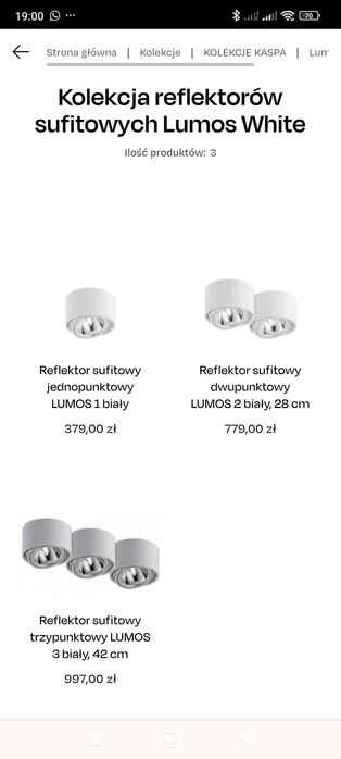 Reflektor sufitowy trzypunktowy LUMOS 3 biały, 42 cm