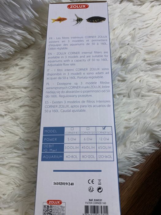 ZOLUX AQUAYA Filtr Corner 160 650 l/h