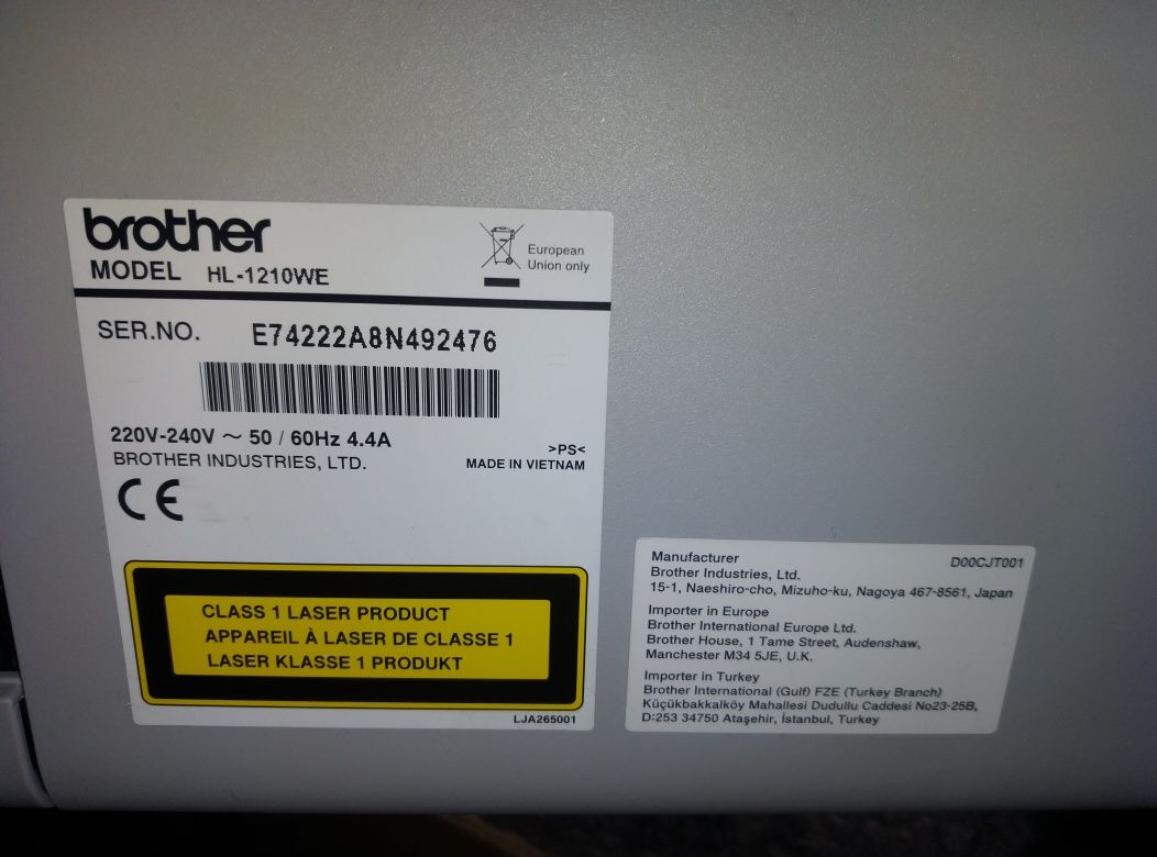 Принтер Brother HL-1210WE лазерний wifi + 3 картриджі