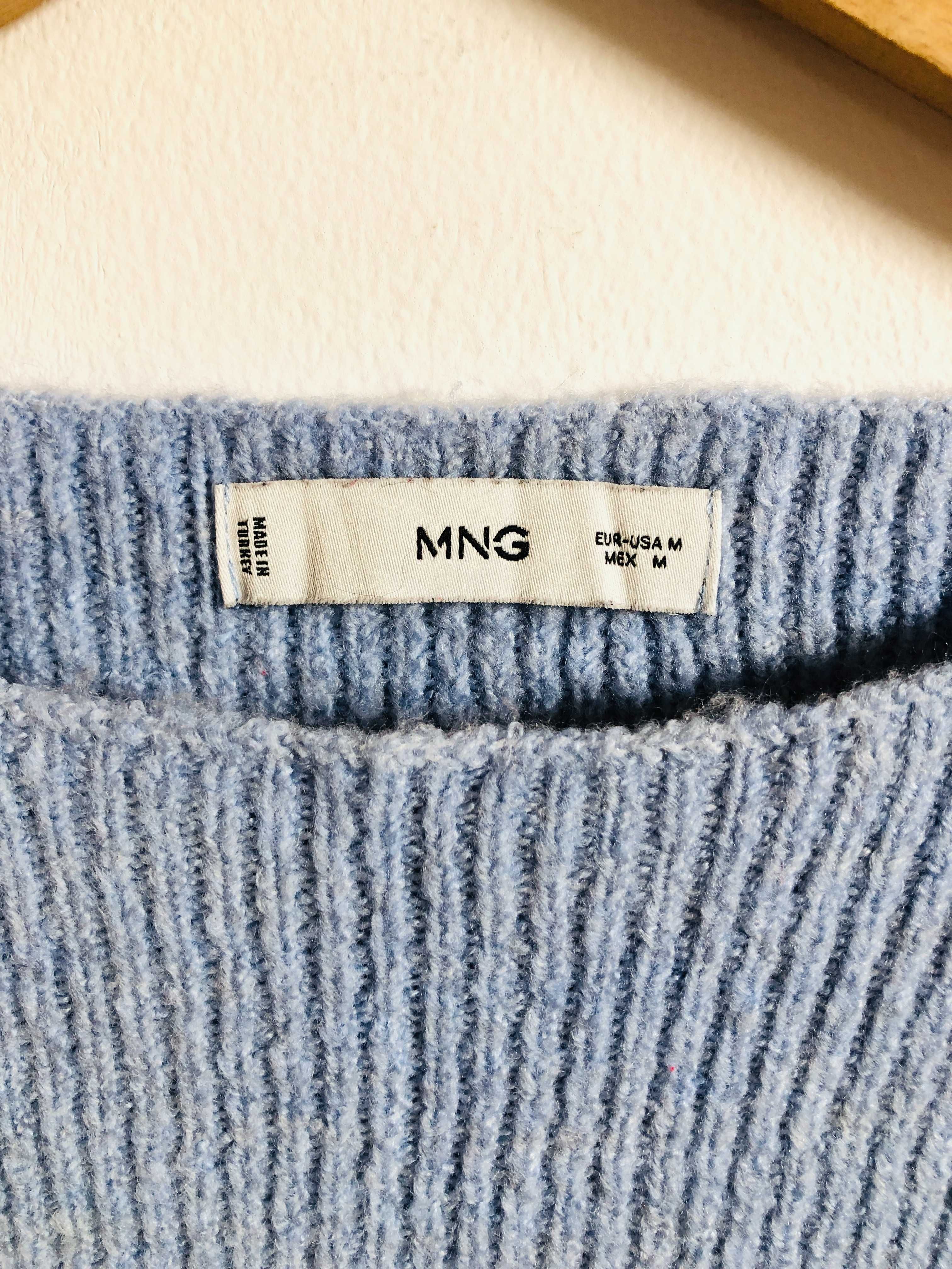 Sweter MNG Mango błękitny jasnoniebieski pastelowy