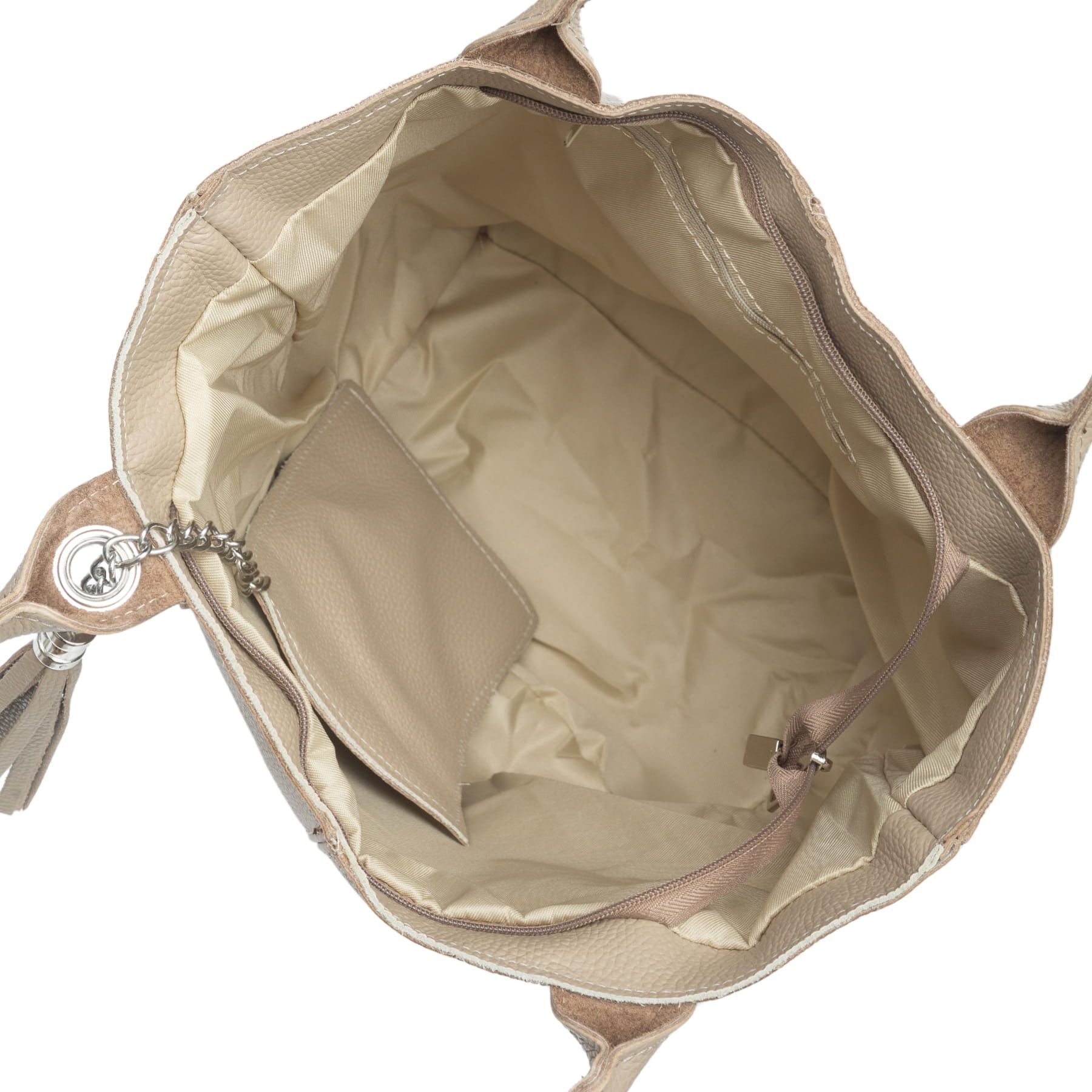 VERA PELLE torebka skórzana shopper z długimi rączkami V619 taupe