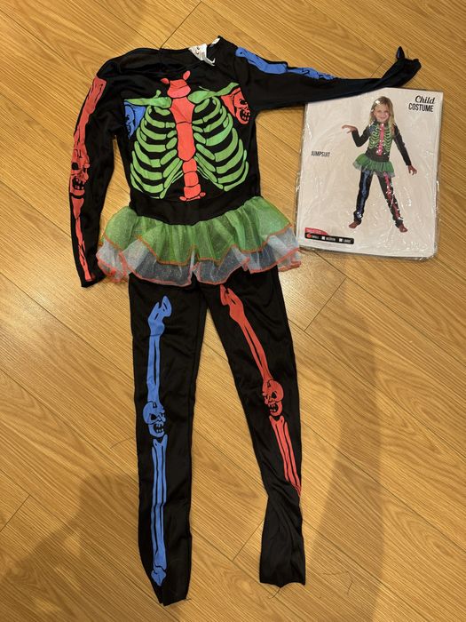 Fato Infantil de Esqueleto Colorido – Halloween / Carnaval (Tamanho S)